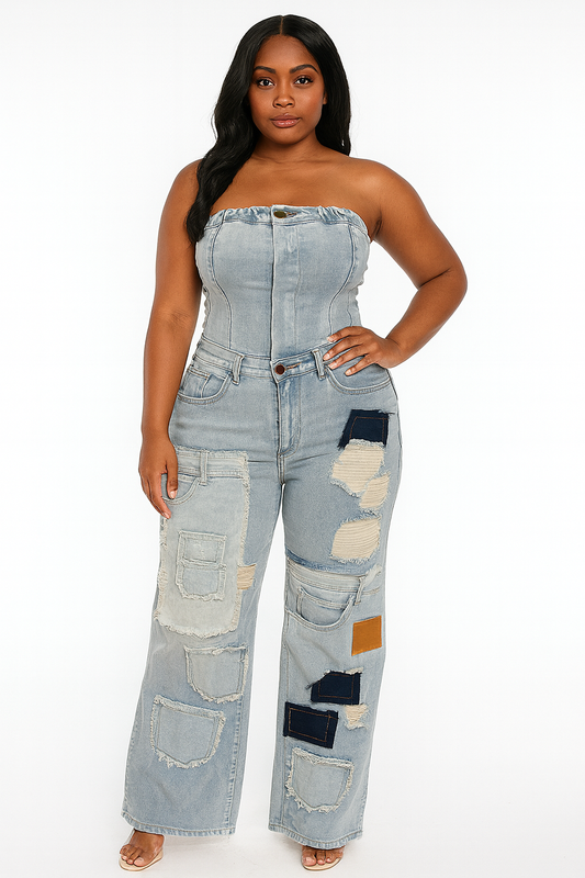 Patch Me Up Denim Jumpsuit