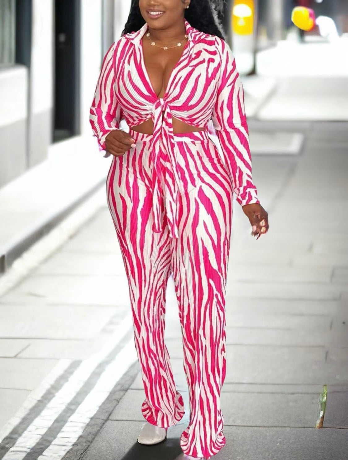 Pink Zebra Two Piece