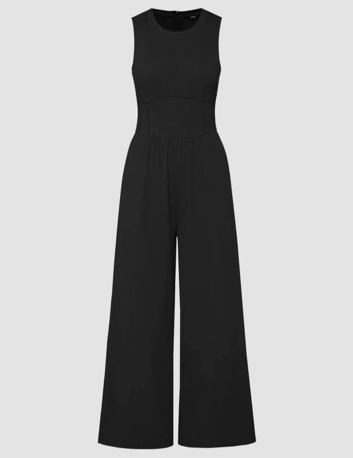 Black Ribbed Jumpsuit