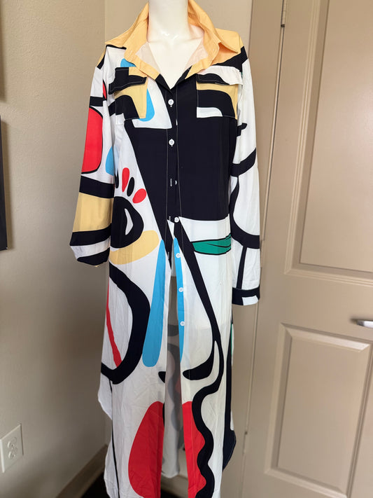 Art Talk Button-Up Duster|Dress